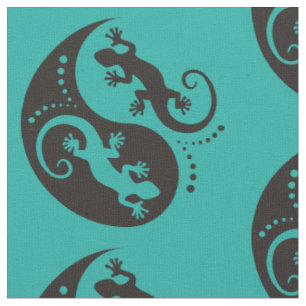 YIN & YANG Geckos black + your background & idea Fabric