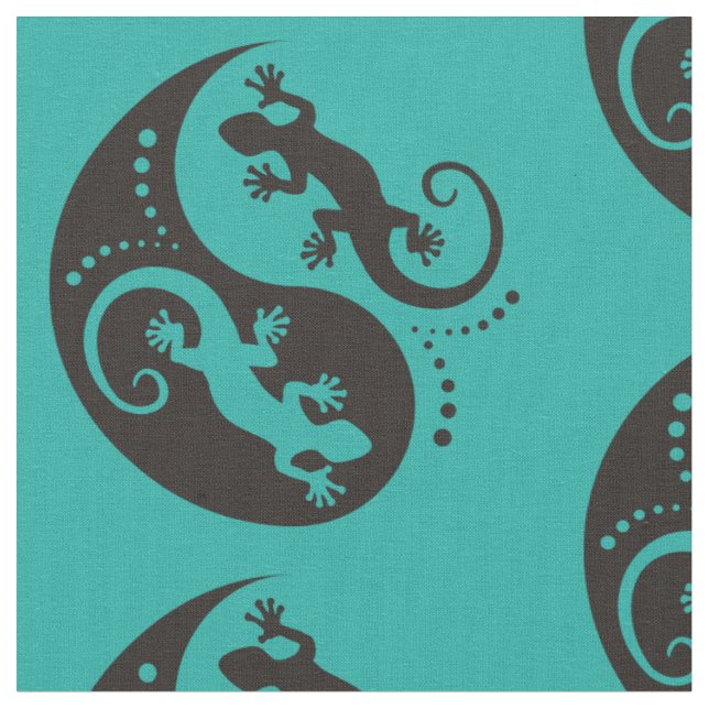 YIN & YANG Geckos black + your background & idea Fabric (Close Up)