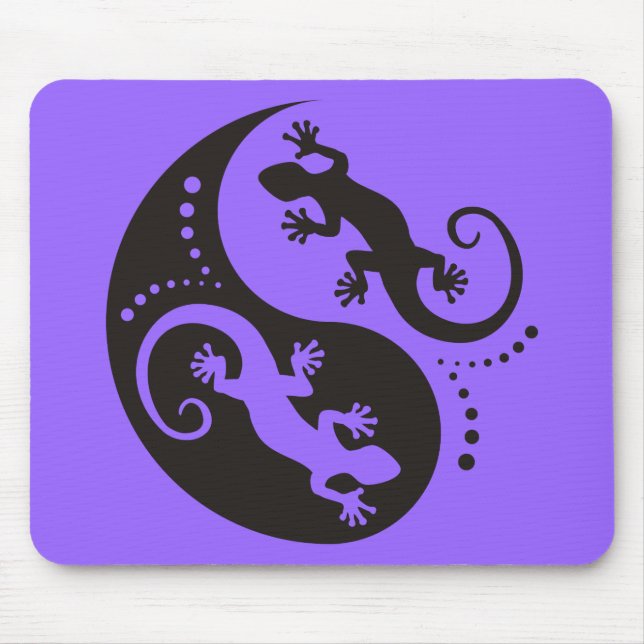 YIN & YANG Geckos black + your background & idea Mouse Mat (Front)