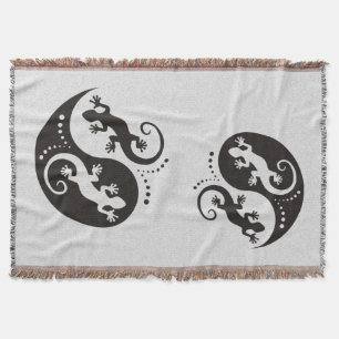 YIN & YANG Geckos black + your background & idea Throw Blanket