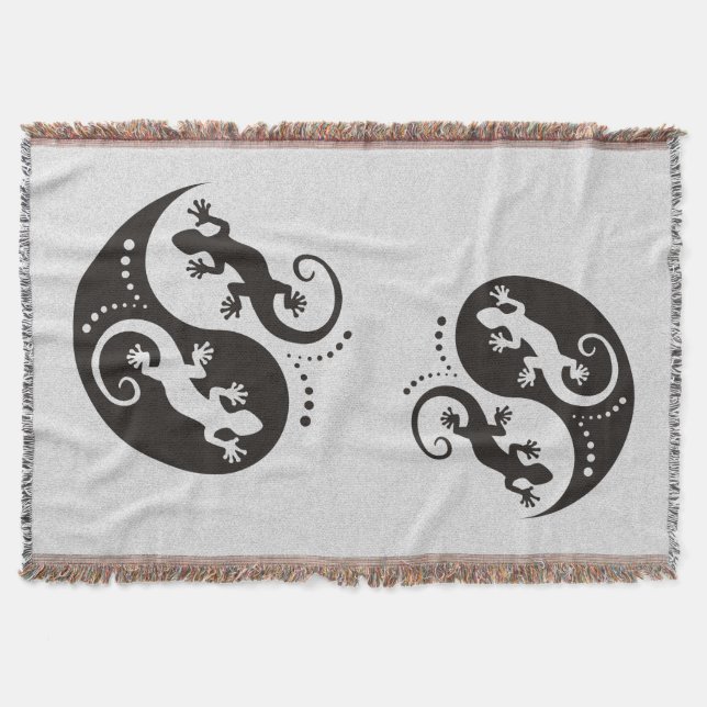 YIN & YANG Geckos black + your background & idea Throw Blanket (Front)