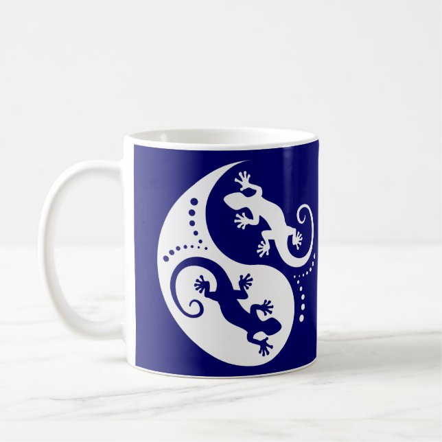 YIN & YANG Geckos white + your idea Coffee Mug (Left)