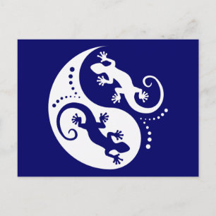 YIN & YANG Geckos white + your idea Postcard