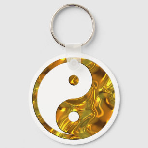 Yin & Yang GOLD make your own background Key Ring