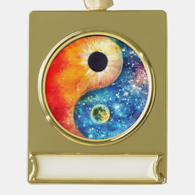 Yin-Yang Gold Plated Banner Ornament (Front)