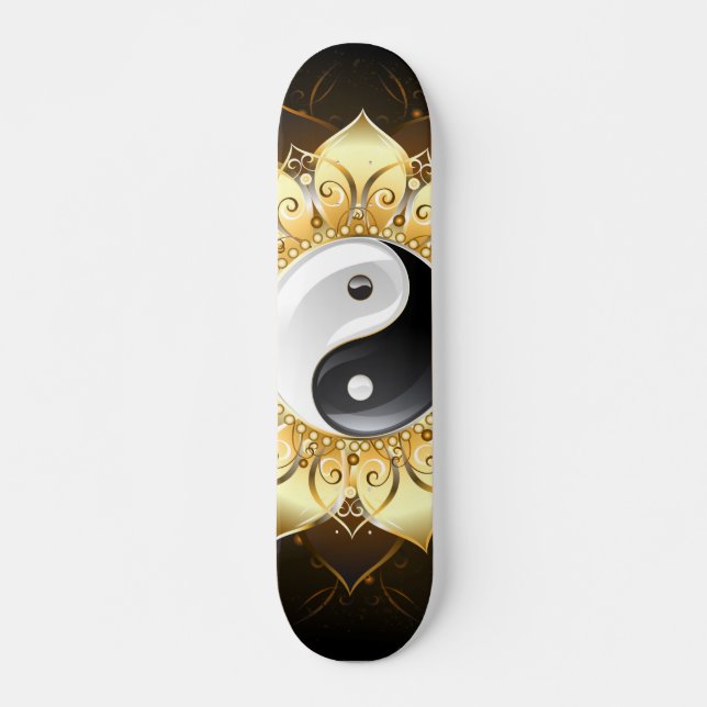 Yin Yang Golden Lotus Skateboard (Front)