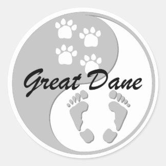 yin yang great dane classic round sticker