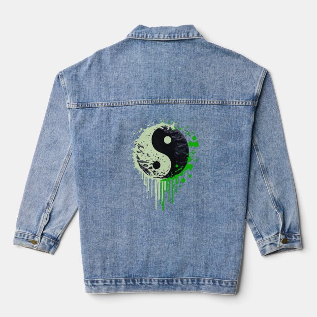 Yin Yang green  Denim Jacket (Back)