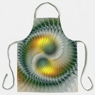 Yin Yang Green Yellow Abstract Colourful Fractal Apron