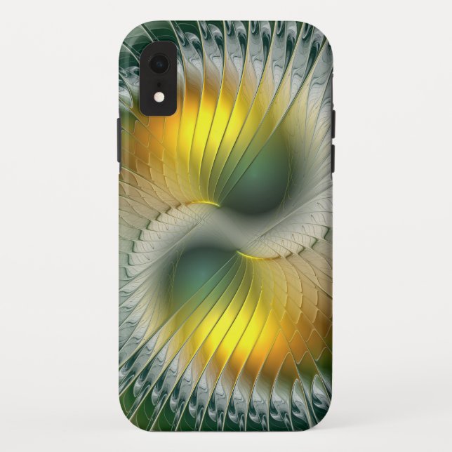 Yin Yang Green Yellow Abstract Colourful Fractal Case-Mate iPhone Case (Back)