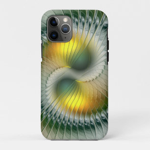 Yin Yang Green Yellow Abstract Colourful Fractal iPhone 11 Pro Case