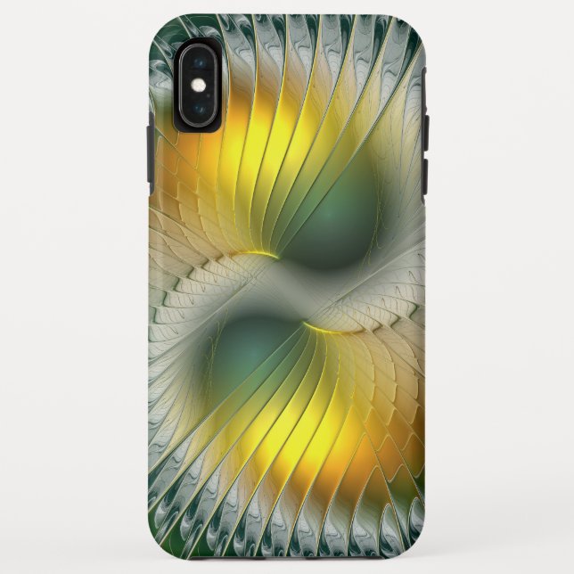 Yin Yang Green Yellow Abstract Colourful Fractal Case-Mate iPhone Case (Back)