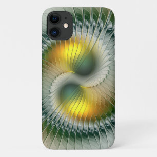 Yin Yang Green Yellow Abstract Colourful Fractal iPhone 11 Case