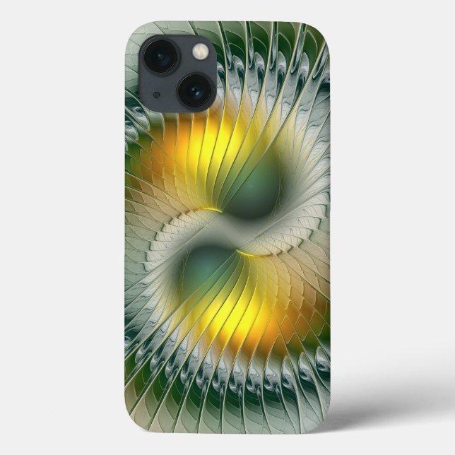 Yin Yang Green Yellow Abstract Colourful Fractal Case-Mate iPhone Case (Back)