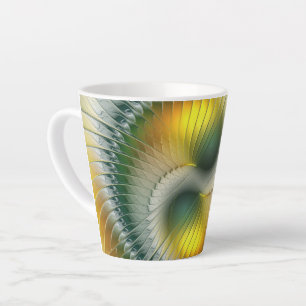 Yin Yang Green Yellow Abstract Colourful Fractal Latte Mug