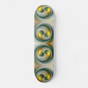 Yin Yang Green Yellow Abstract Colourful Fractal S Skateboard
