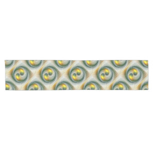 Yin Yang Green Yellow Abstract Colourful Fractal Short Table Runner