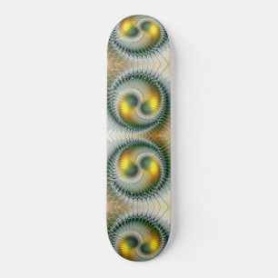 Yin Yang Green Yellow Abstract Colourful Fractal Skateboard