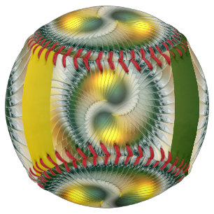 Yin Yang Green Yellow Abstract Colourful Fractal Softball