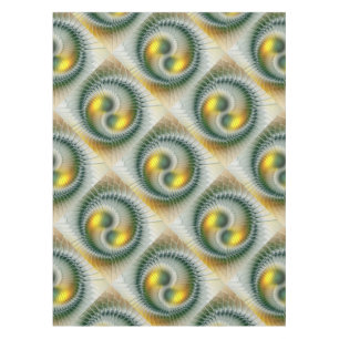 Yin Yang Green Yellow Abstract Colourful Fractal Tablecloth