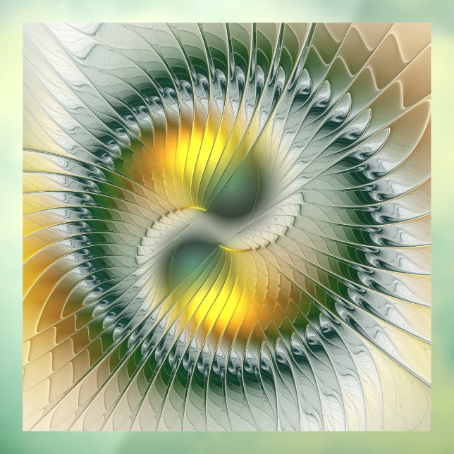 Yin Yang Green Yellow Abstract Colourful Fractal Window Cling (Sheet 3)