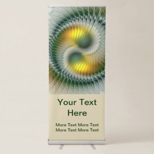 Yin Yang Green Yellow Abstract Fractal Art Text Retractable Banner