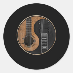 Yin Yang Guitar Classic Round Sticker