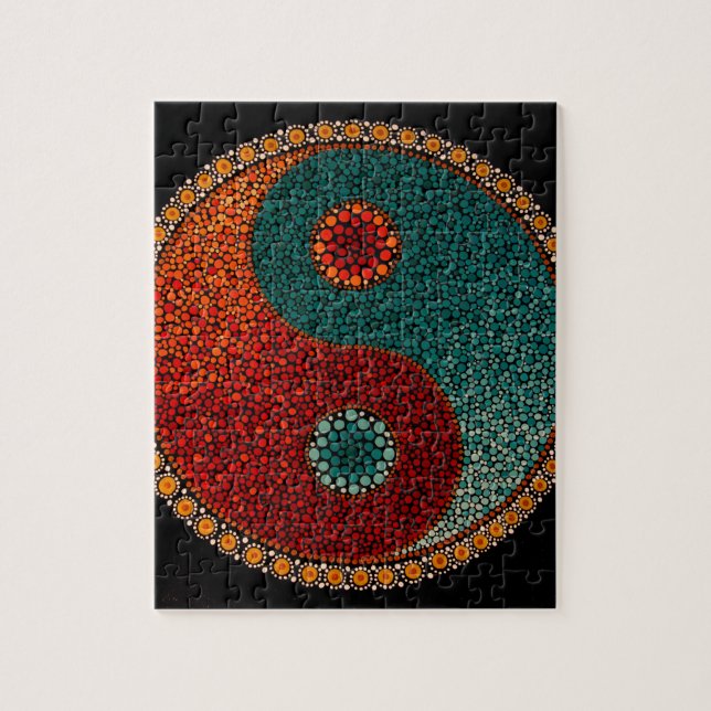 Yin Yang Hand Painted Mandala Jigsaw Puzzle (Vertical)