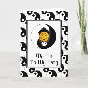 Yin Yang Happy Face Card Greeting Card