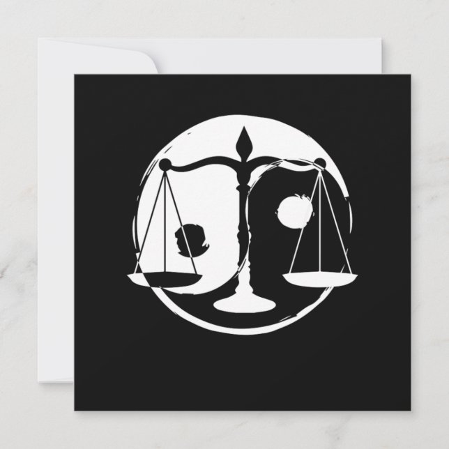Yin Yang Harmony Lawyer Libra Zodiac Sign Zen Gift Invitation (Front)