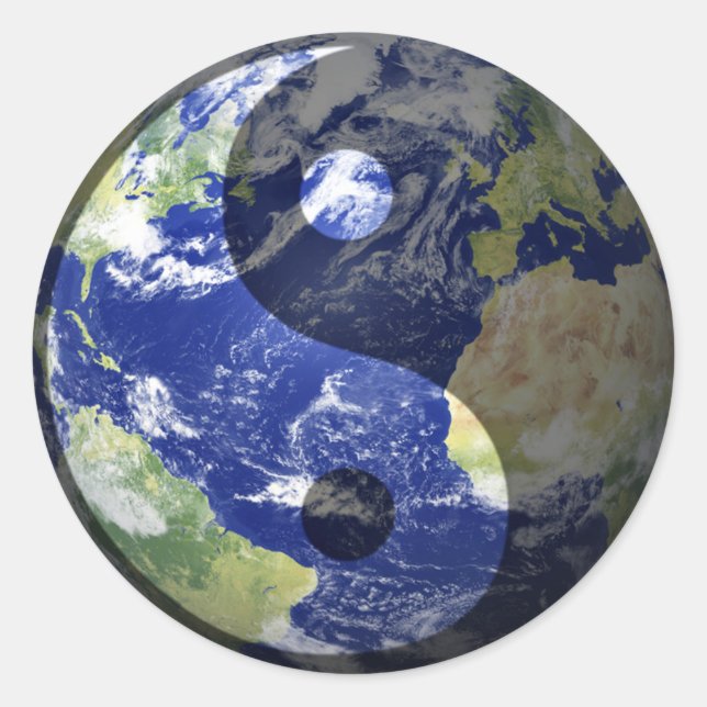 Yin-Yang Harmony on Our Planet Classic Round Sticker (Front)