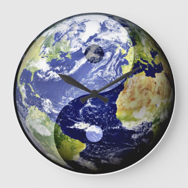 Yin-Yang Harmony on Our Planet Large Clock (Front)