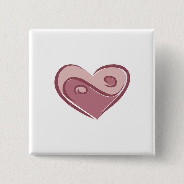 yin yang heart 15 cm square badge (Front)