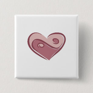 yin yang heart 15 cm square badge