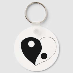 Yin Yang Heart (B/W) Key Ring