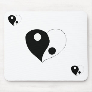 Yin Yang Heart (B/W) Mouse Mat
