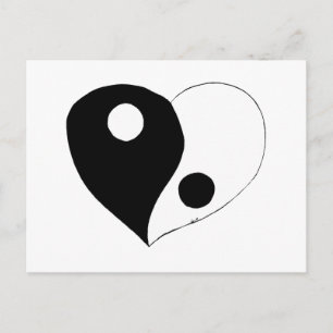 Yin Yang Heart (B/W) Postcard