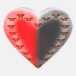Yin Yang heart  butterflies Sticker