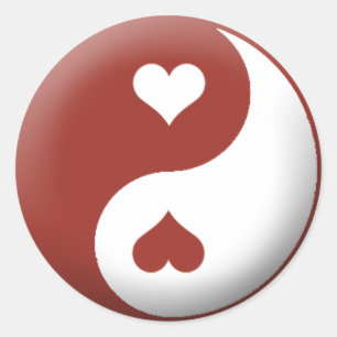 Yin Yang Heart Classic Round Sticker