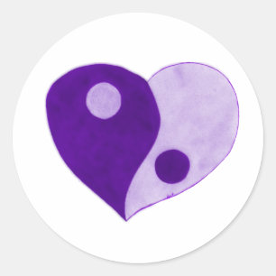 Yin Yang Heart (Purple/Lilac) Classic Round Sticker