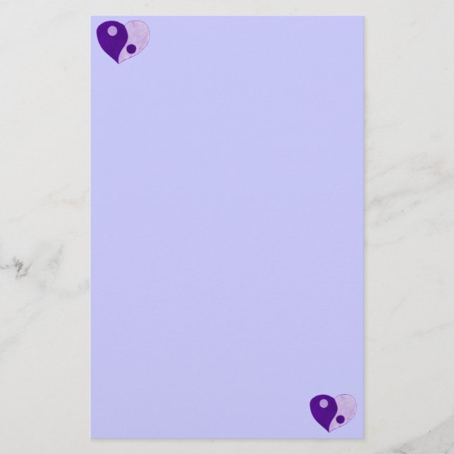 Yin Yang Heart (Purple/Lilac) Stationery (Front)