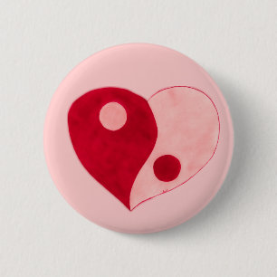 Yin Yang Heart (Red/Pink) 6 Cm Round Badge