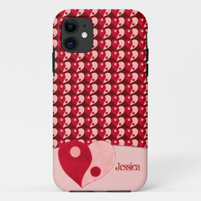 Yin Yang Heart (Red/Pink) Case-Mate iPhone Case (Back)