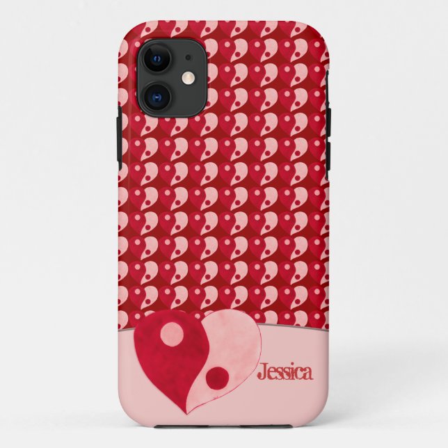 Yin Yang Heart (Red/Pink) Case-Mate iPhone Case (Back)