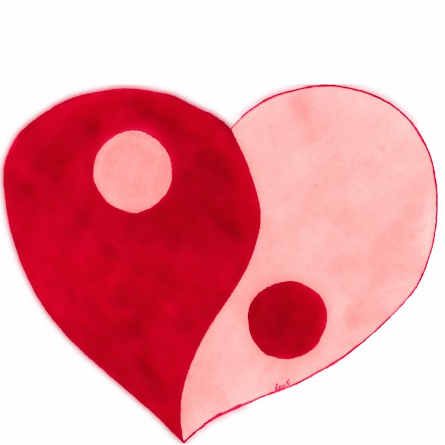Yin Yang Heart (Red/Pink) Photo Sculpture Magnet (Front)