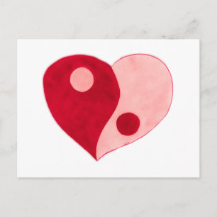 Yin Yang Heart (Red/Pink) Postcard