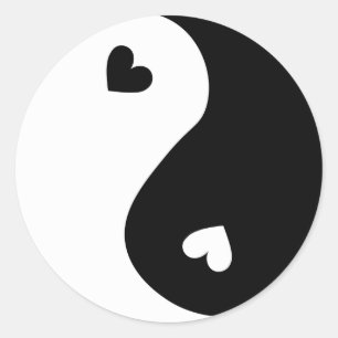 Yin Yang Hearts Design Classic Round Sticker