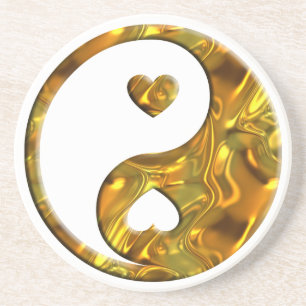 Yin & Yang / Hearts gold Coaster