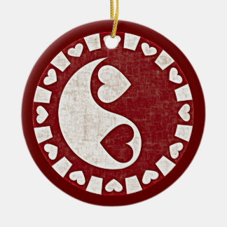 YIN YANG HEARTS RED Ornament