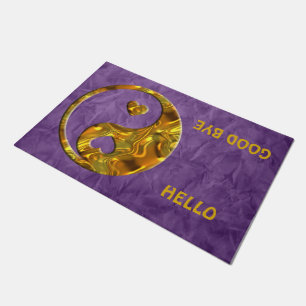Yin & Yang HEARTS Sign gold + your background Doormat